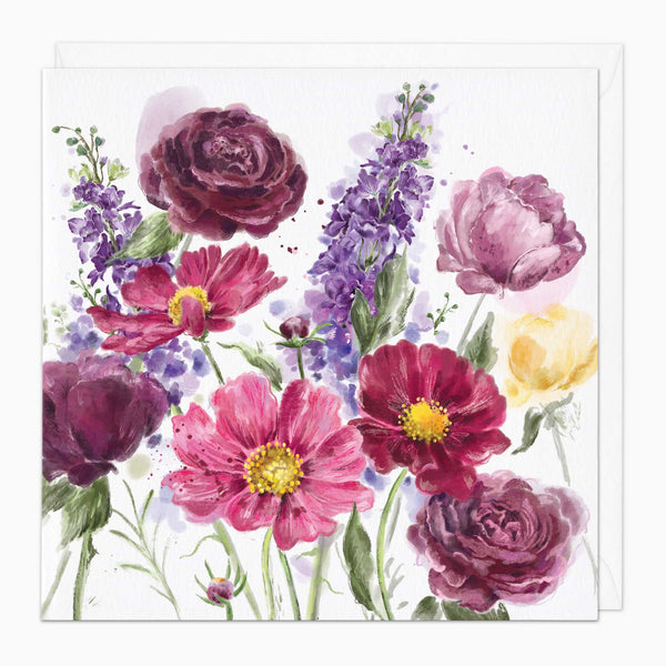 Greeting Card-G170 - Cosmos & Roses Art Card-Whistlefish