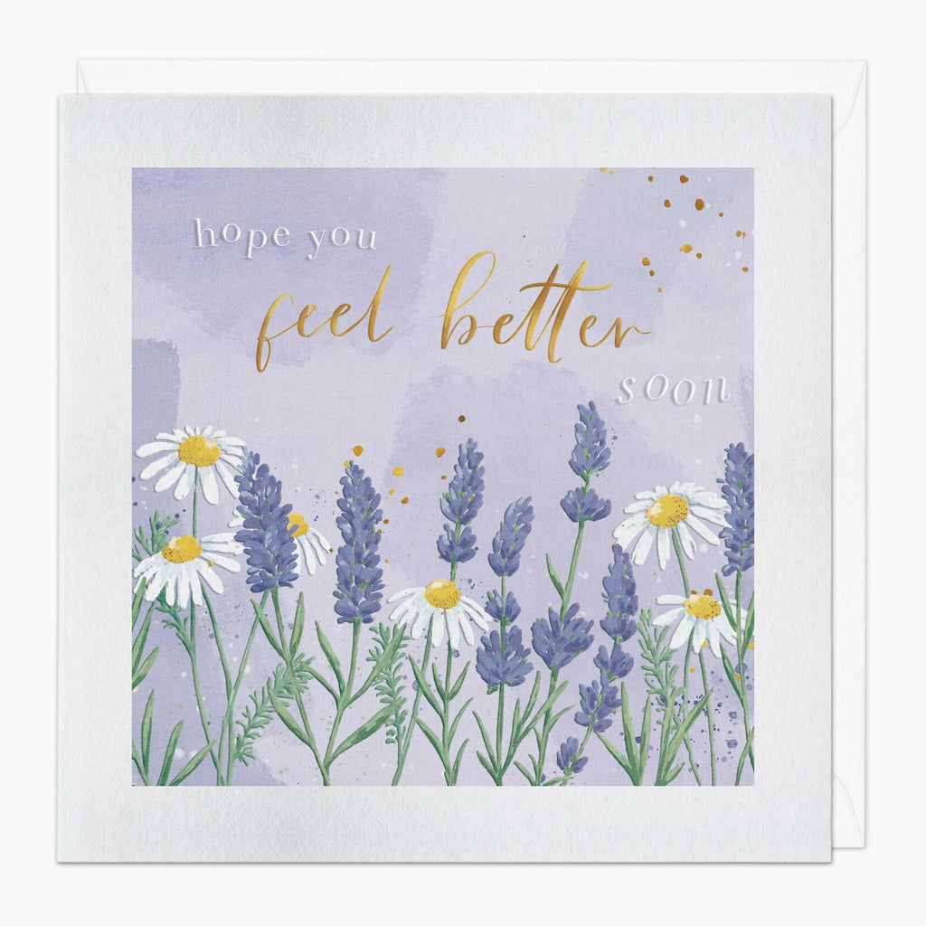 Greeting Card-G196 - Lavender & Chamomile Feel Better Soon Card-Whistlefish