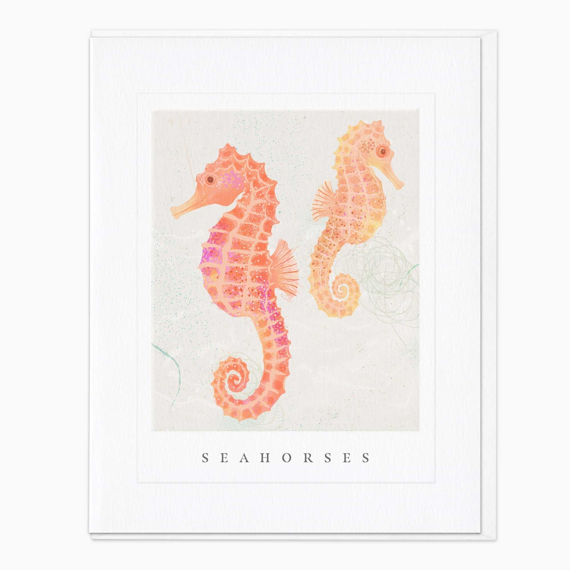 Greeting Card-G203 - Seagrass Seahorses Art Card-Whistlefish