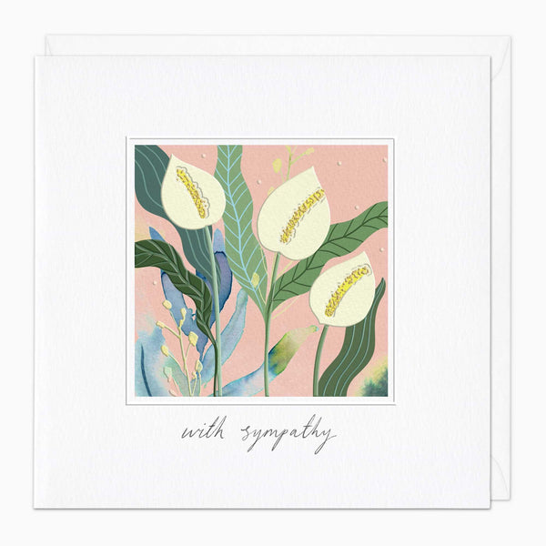 Greeting Card-G221 - Modern Floral Framed Sympathy Card-Whistlefish