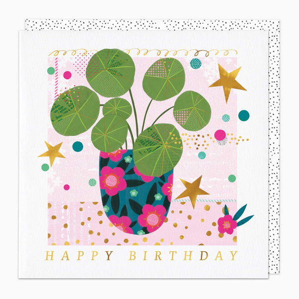 Greeting Card-G224 - Floral Vase Birthday Card-Whistlefish