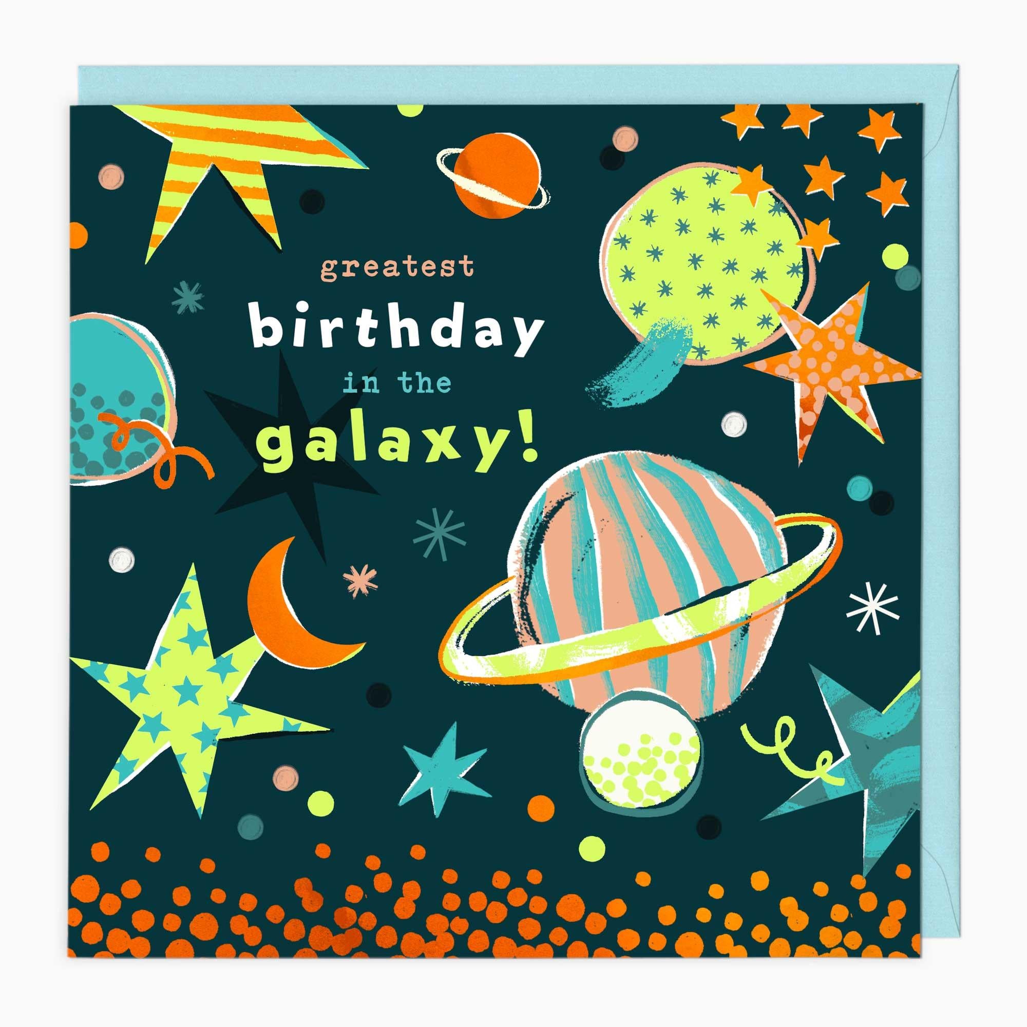 G235 - Neon Galaxy Birthday Card