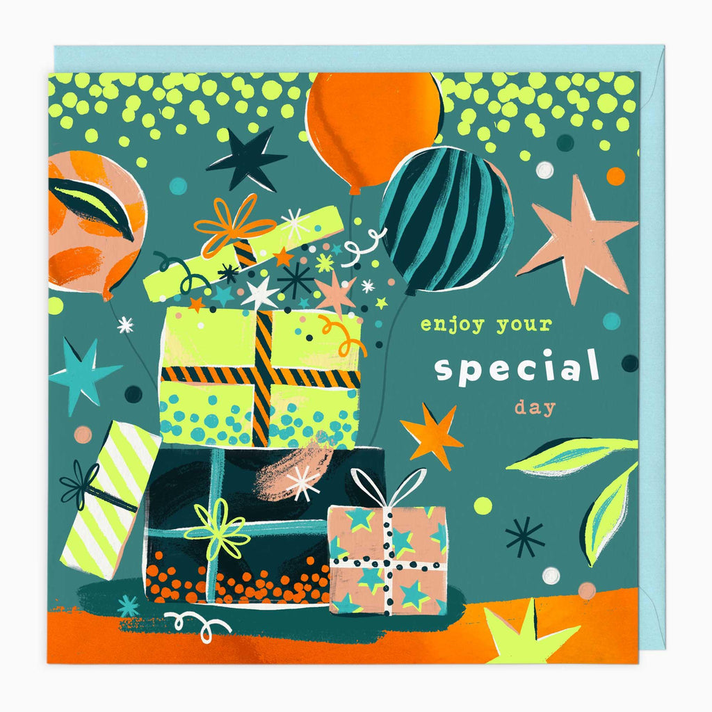 Greeting Card-G237 - Neon Presents Birthday Card-Whistlefish