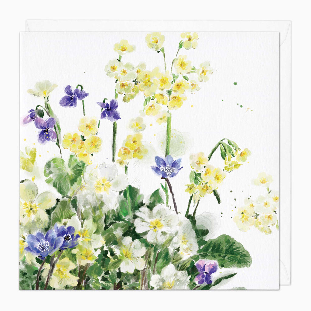 Greeting Card-G240 - Primrose Violets Art Card-Whistlefish