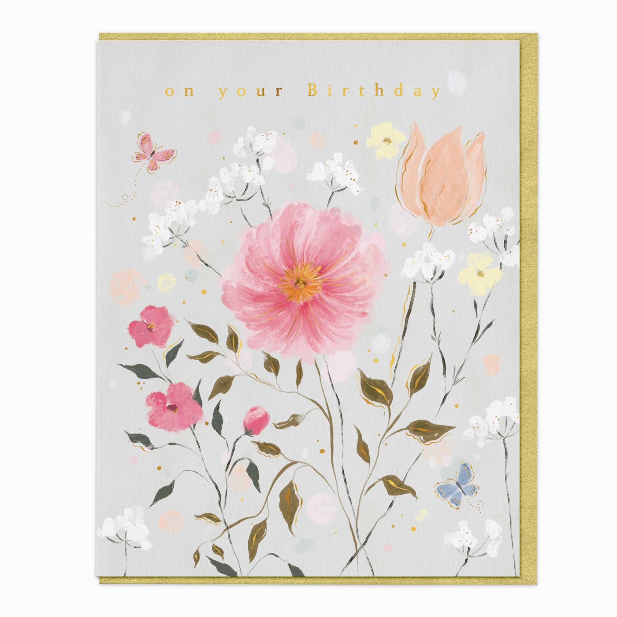 Greeting Card-G264 - Cosmos & Tulip Birthday Card-Whistlefish
