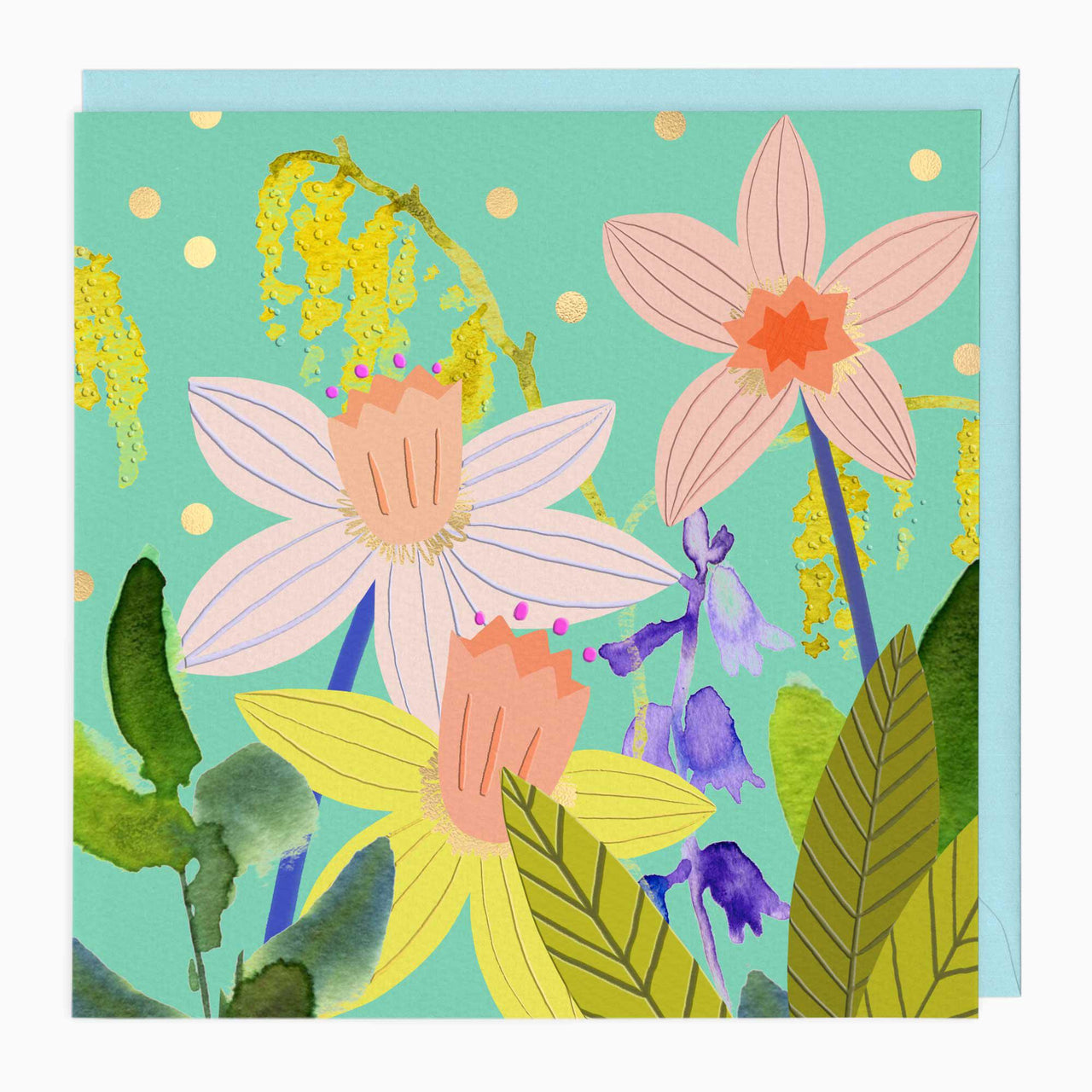 Greeting Card-G272 - Modern Floral Daffodil Art Card-Whistlefish