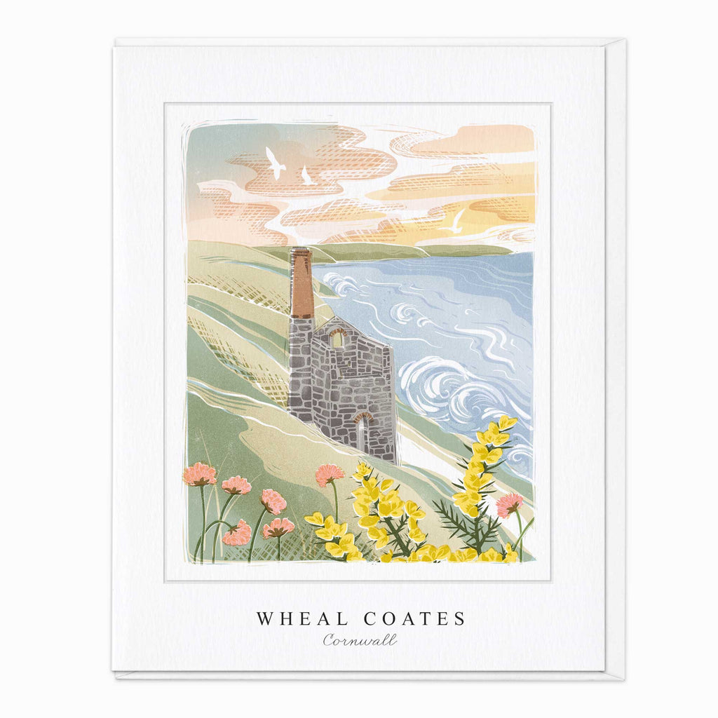 Greeting Card-G332 - Wheal Coates Lino Art Card-Whistlefish