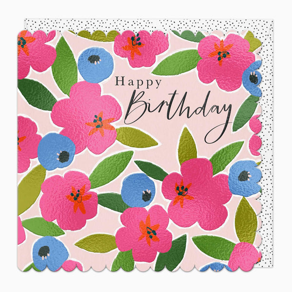 Greeting Card-G339 - Floral Scallop Birthday Card-Whistlefish