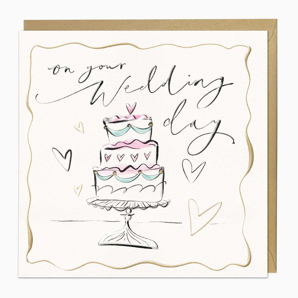 Greeting Card-G345 - Inky Cake Wedding Card-Whistlefish