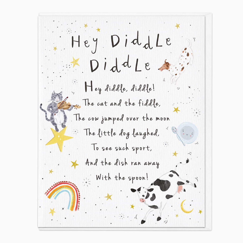 Greeting Card-G382 - Hey Diddle Diddle Nursery Card-Whistlefish