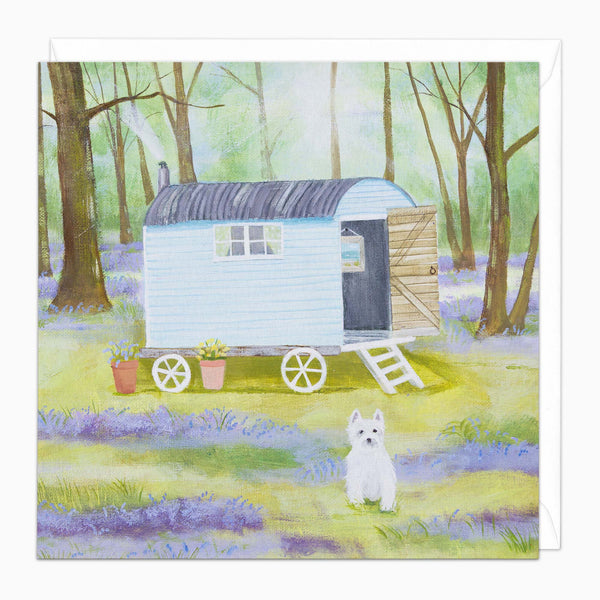 Greeting Card-G427 - Westie in the Woods Art Card-Whistlefish