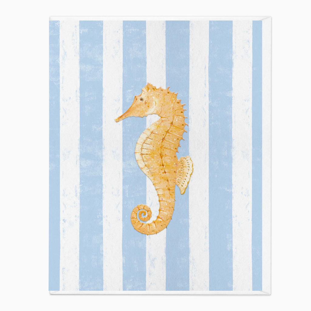 Greeting Card-G445 - Beach House Sea Horse Art Card-Whistlefish