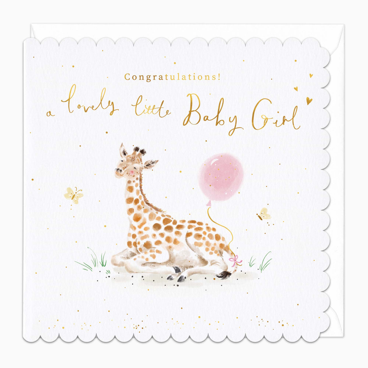Greeting Card-G500 - Giraffe Baby Girl Card-Whistlefish