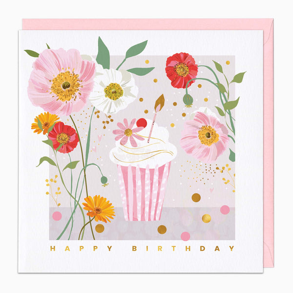 Greeting Card-G509 - Polka Dot Cupcake Birthday Card-Whistlefish