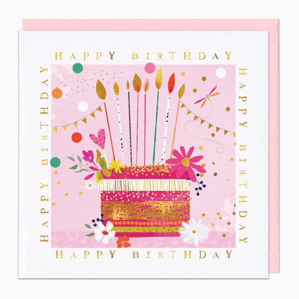 Greeting Card-G511 - Pink Cake Birthday Card-Whistlefish