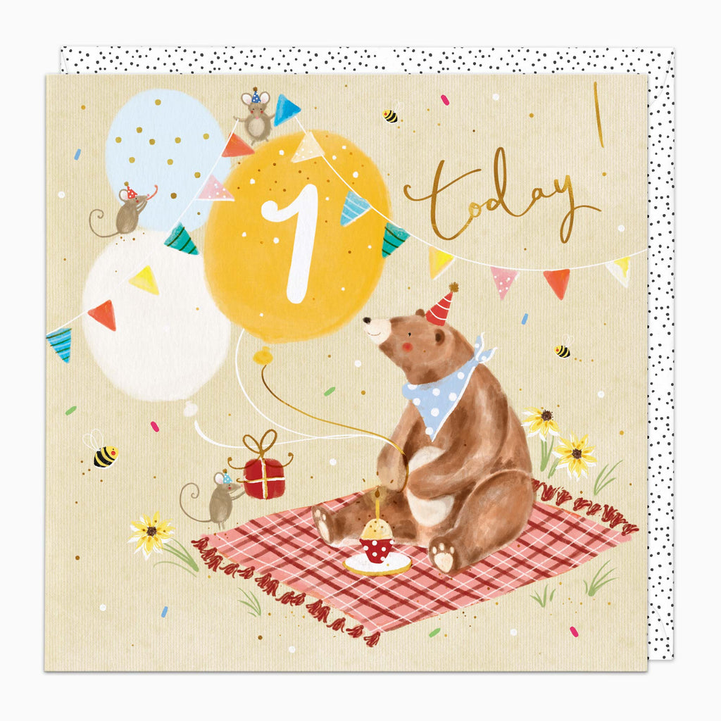 Greeting Card-G528 - Bear's 1st Birthday Card-Whistlefish
