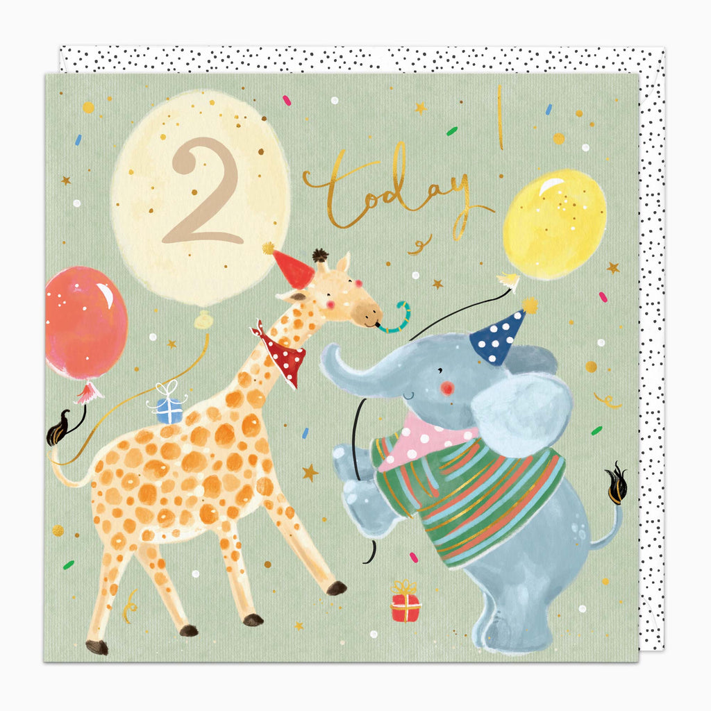 Greeting Card-G529 - Giraffe's 2nd Birthday Card-Whistlefish