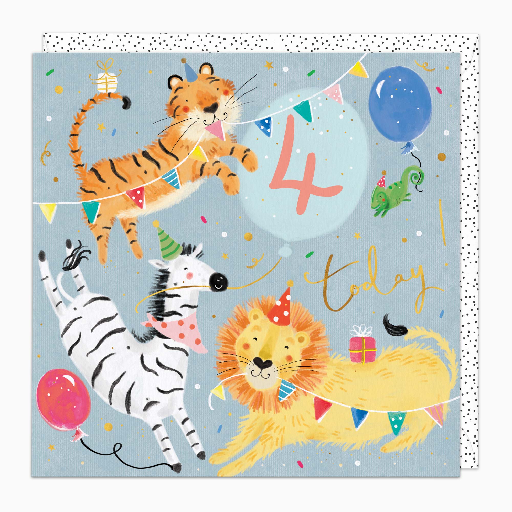 Greeting Card-G531 - Zebra's 4th Birthday Card-Whistlefish