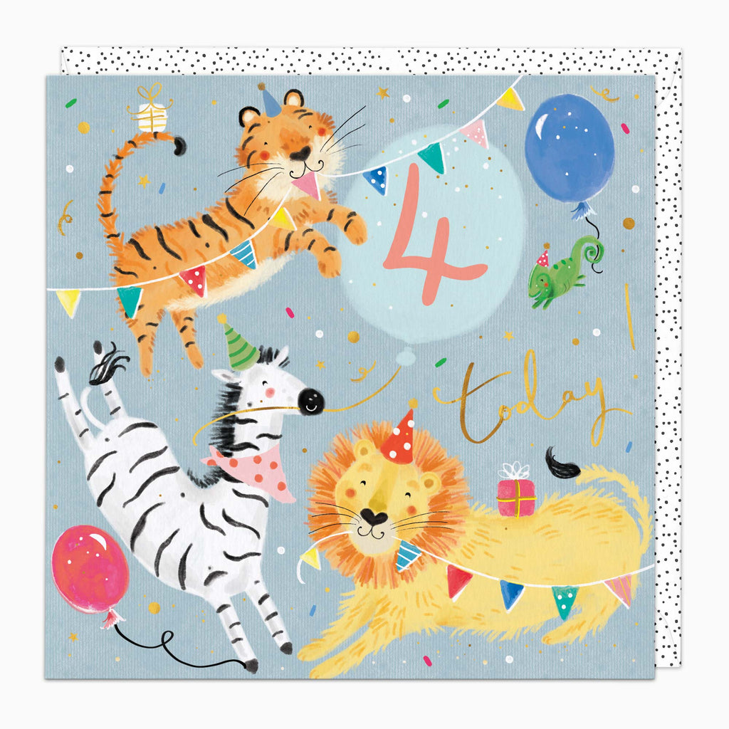 Greeting Card-G531 - Zebra's 4th Birthday Card-Whistlefish
