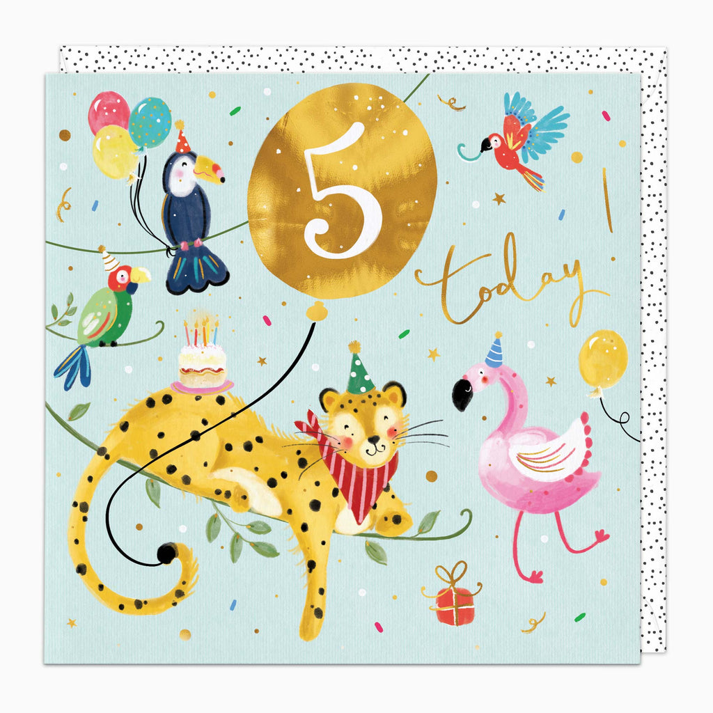 Greeting Card-G532 - Cheetah's 5th Birthday Card-Whistlefish