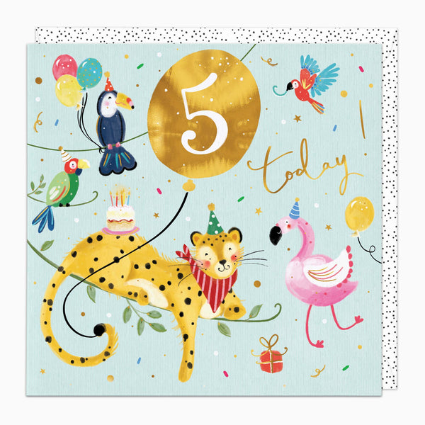 Greeting Card-G532 - Cheetah's 5th Birthday Card-Whistlefish