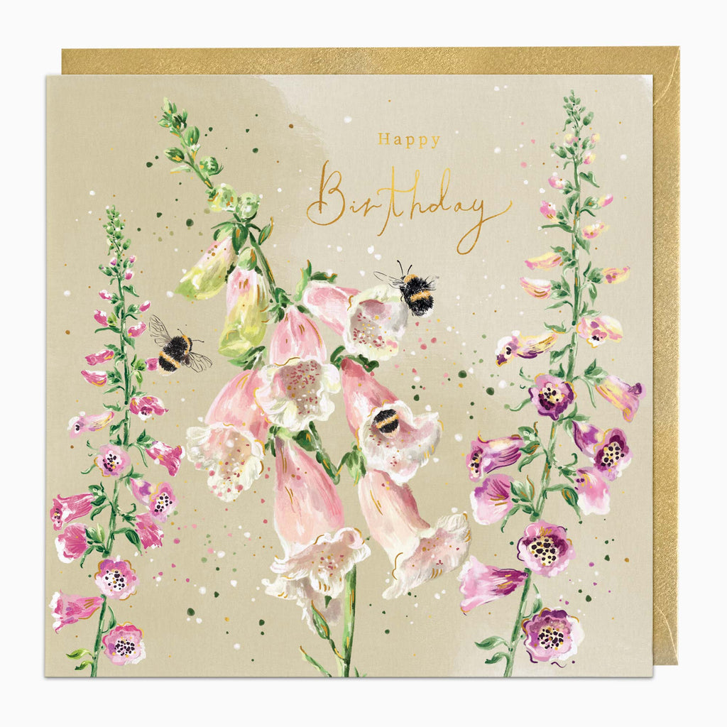 Greeting Card-G547 - Foxgloves Birthday Card-Whistlefish