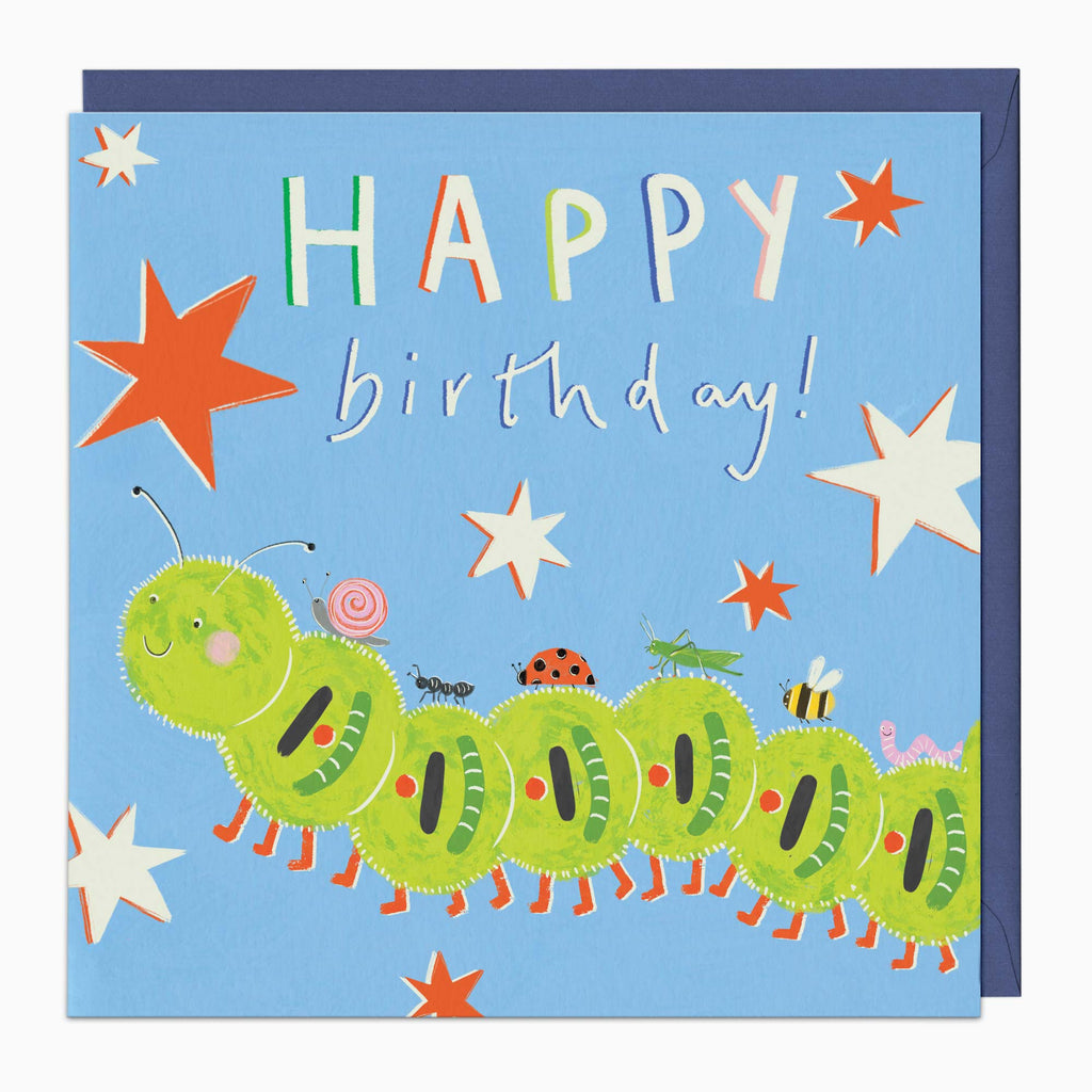 Greeting Card-G554 - Glow in the Dark Caterpillar Birthday Card-Whistlefish