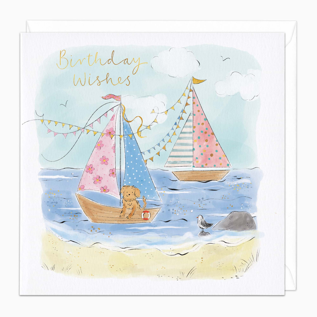Greeting Card-G573 - Scruffy in the Sea Birthday Card-Whistlefish