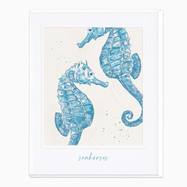 Greeting Card-G616 - Beneath The Waves Seahorses Card-Whistlefish