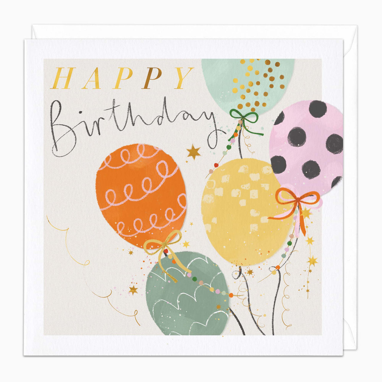 Greeting Card-H076 - Balloons & Bows Birthday Card-Whistlefish