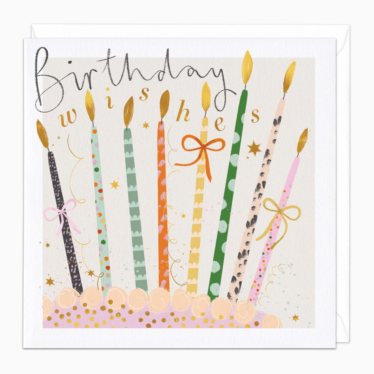 Greeting Card-H077 - Candles & Bows Birthday Card-Whistlefish