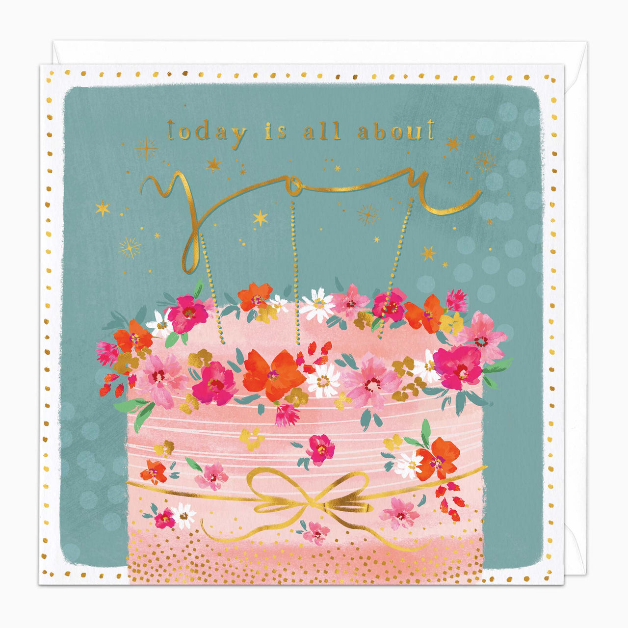 Greeting Card-H079 - Floral Cake Birthday Card-Whistlefish
