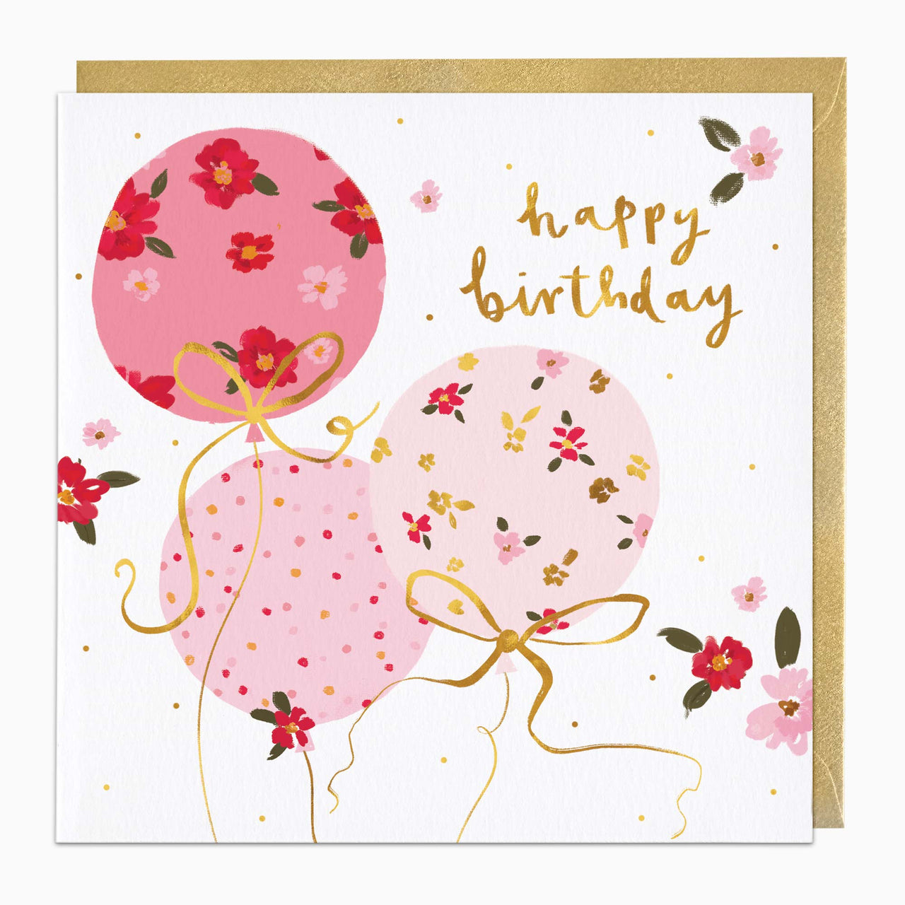 Greeting Card-H088 - Floral Balloons Birthday Card-Whistlefish