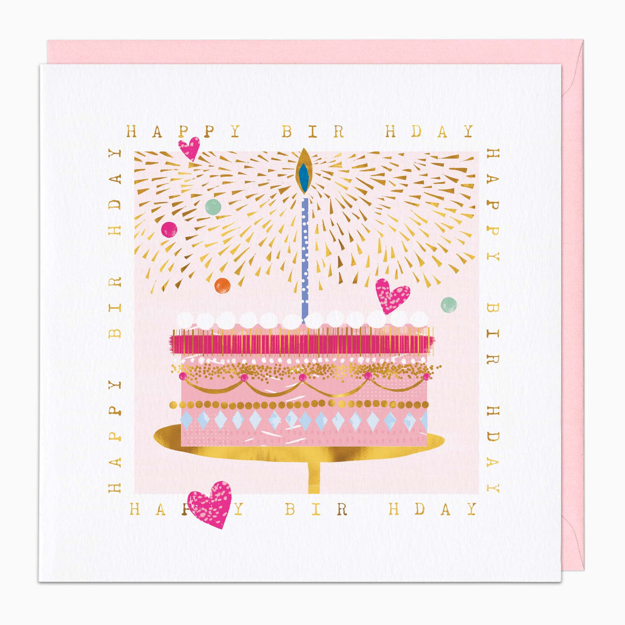 Greeting Card-H089 - Sparkly Cake Birthday Card-Whistlefish