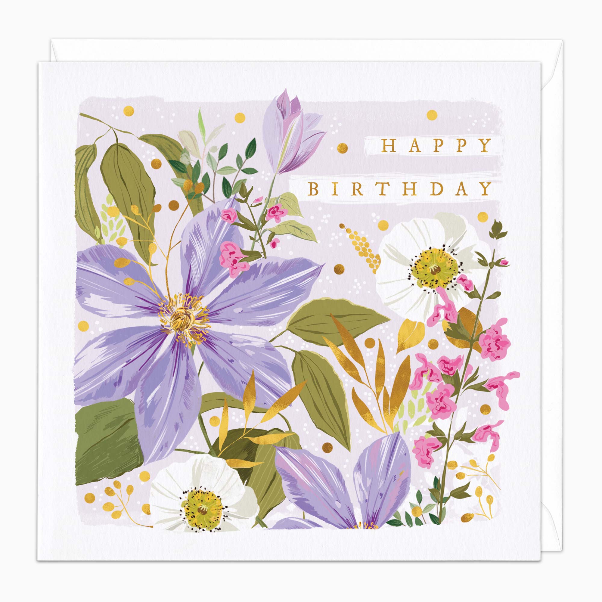 Greeting Card-H095 - Clematis Birthday Card-Whistlefish