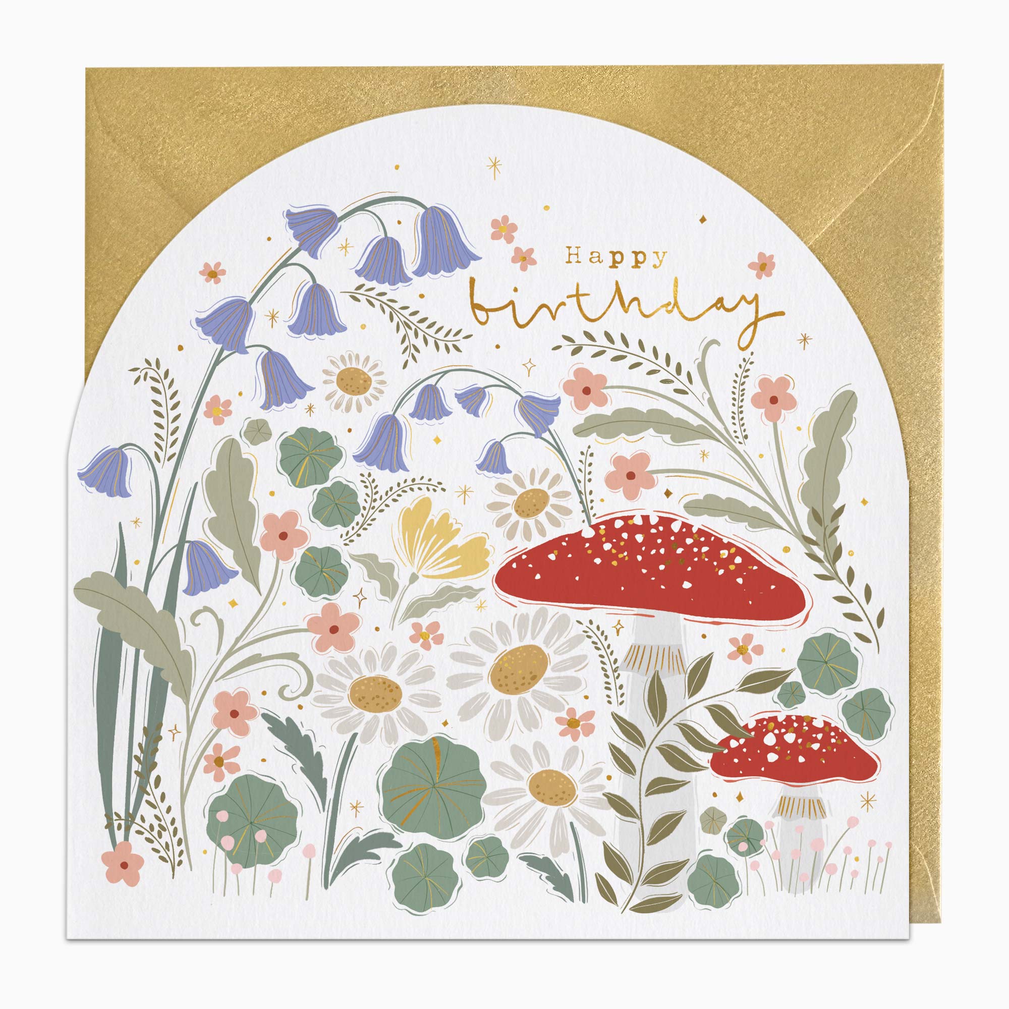 Greeting Card-H118 - Mushroom Garden Birthday Card-Whistlefish