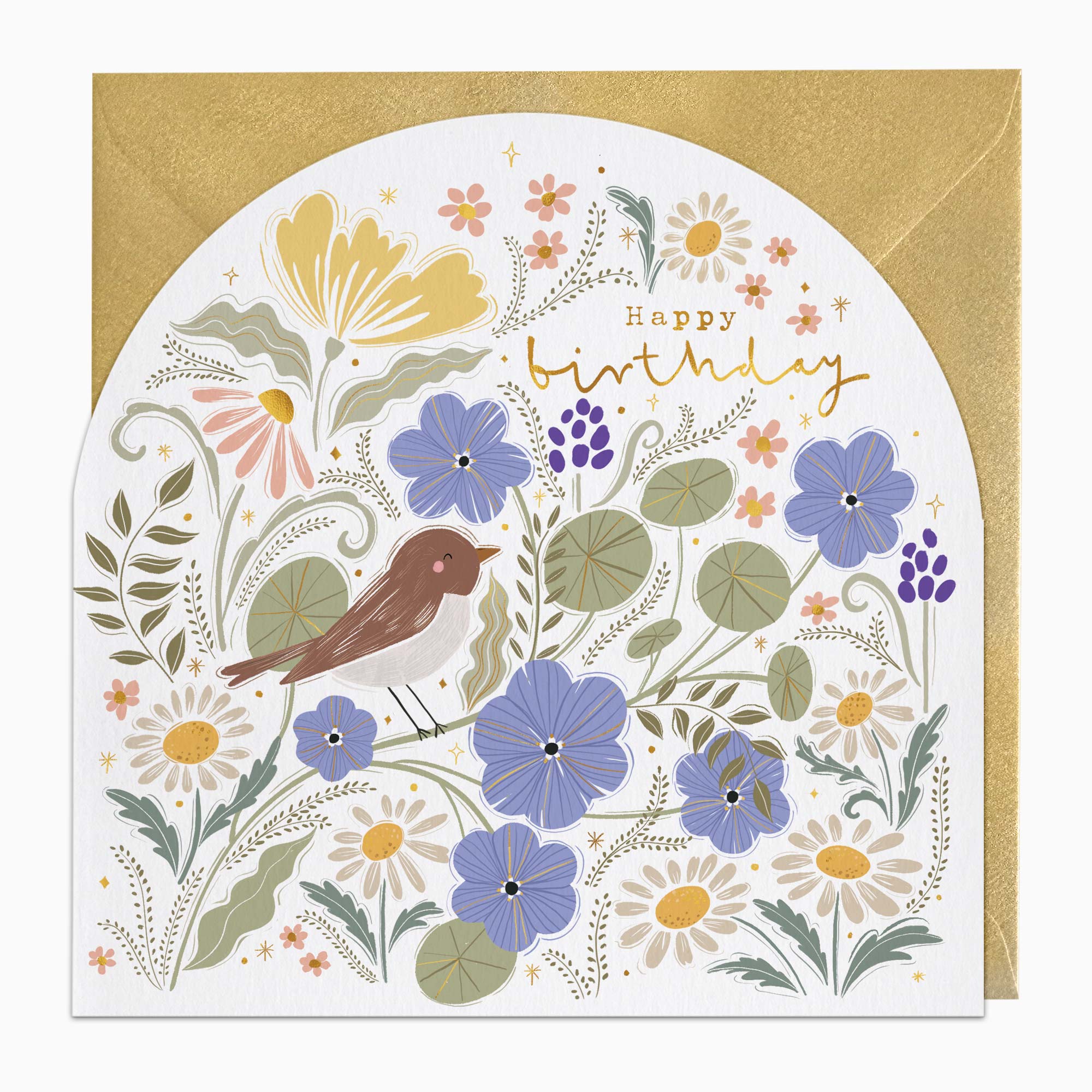 Greeting Card-H119 - Bird in Blooms Birthday Card-Whistlefish
