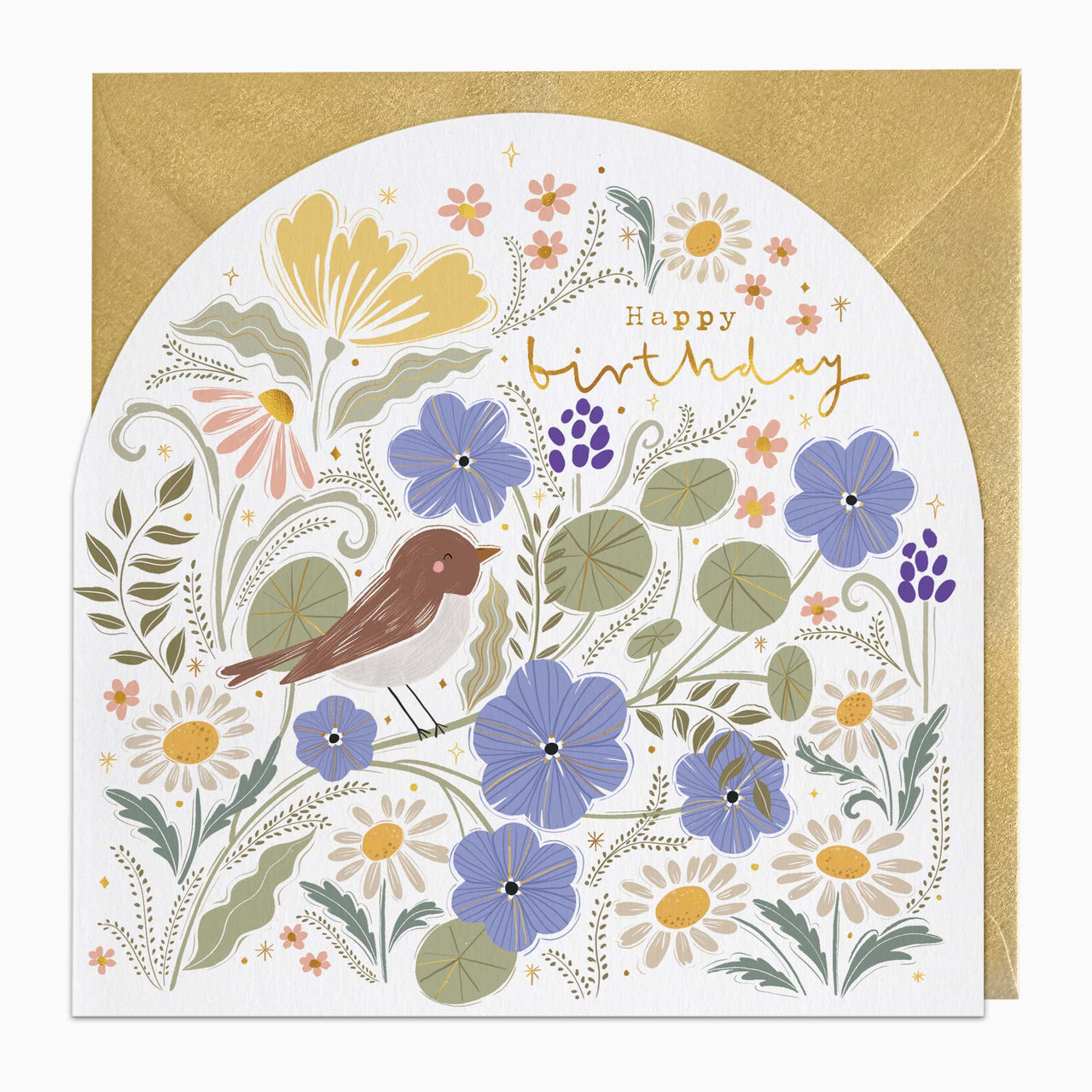 Greeting Card-H119 - Bird in Blooms Birthday Card-Whistlefish