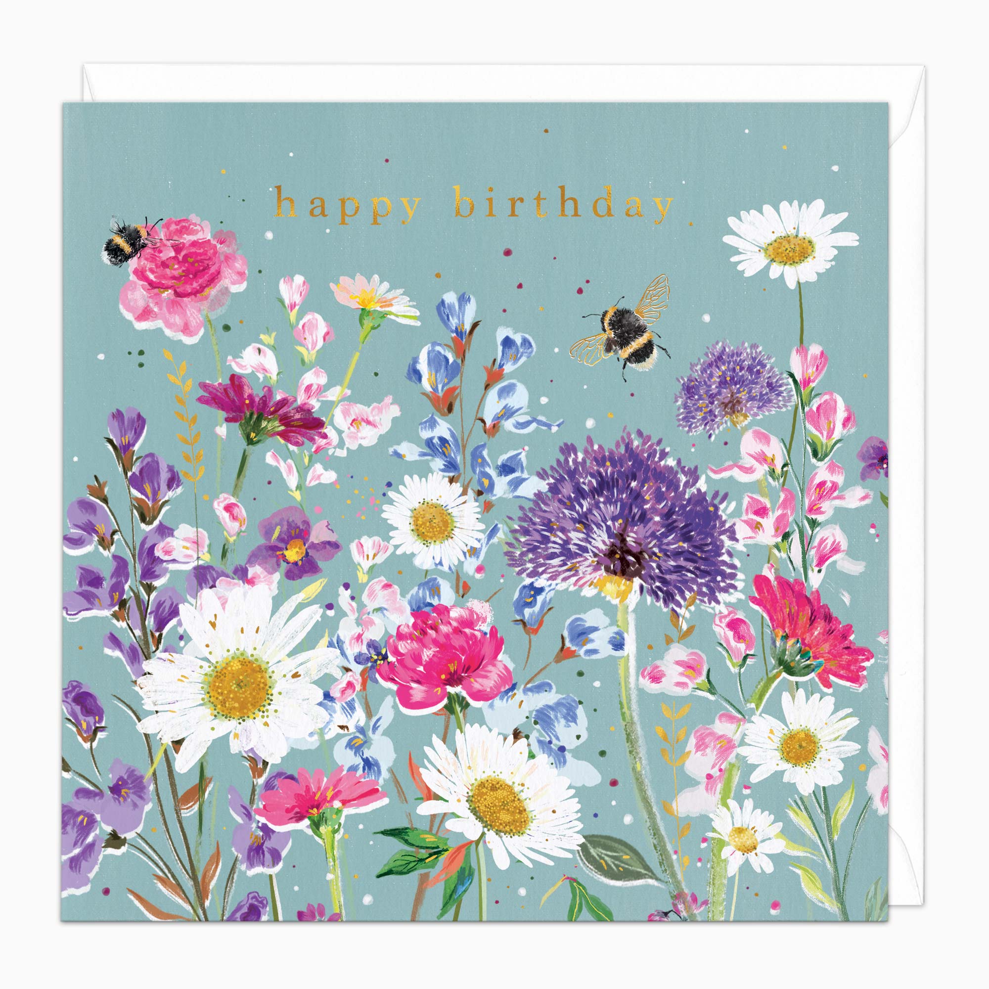 Greeting Card-H138 - Sunflowers and Bees Birthday Card-Whistlefish