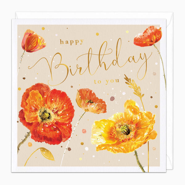 Greeting Card-H143 - Golden Poppies Birthday Card-Whistlefish