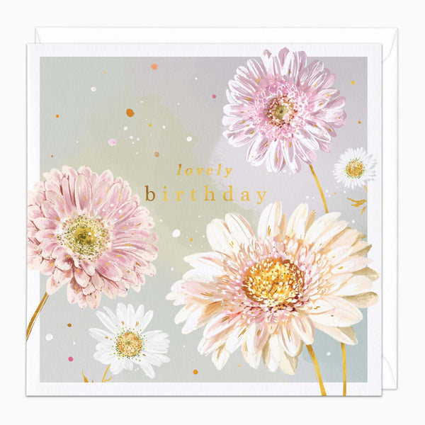 Greeting Card-H145 - Pastel Daisies Birthday Card-Whistlefish
