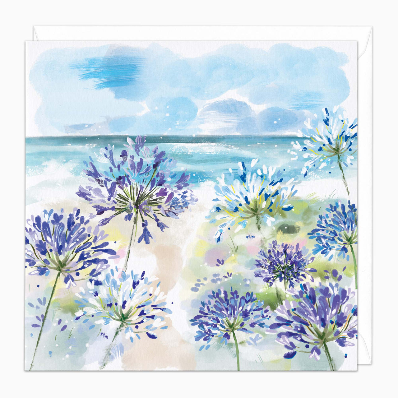 Greeting Card-H147 - Coastal Agapanthus Art Card-Whistlefish