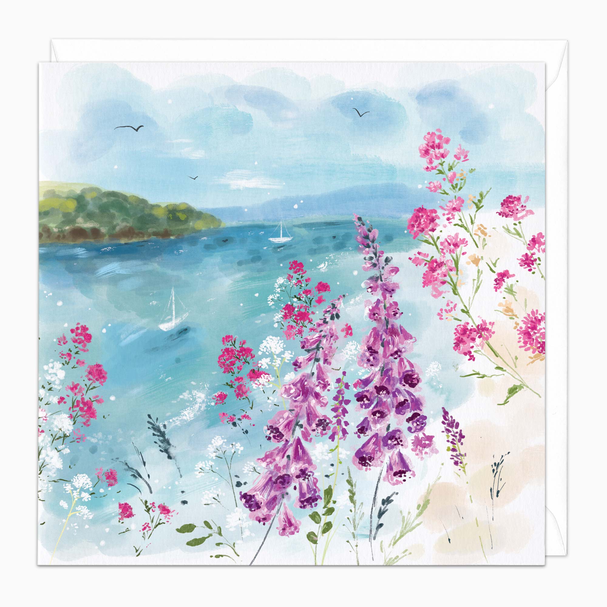 Greeting Card-H149 - Coastal Foxgloves Art Card-Whistlefish