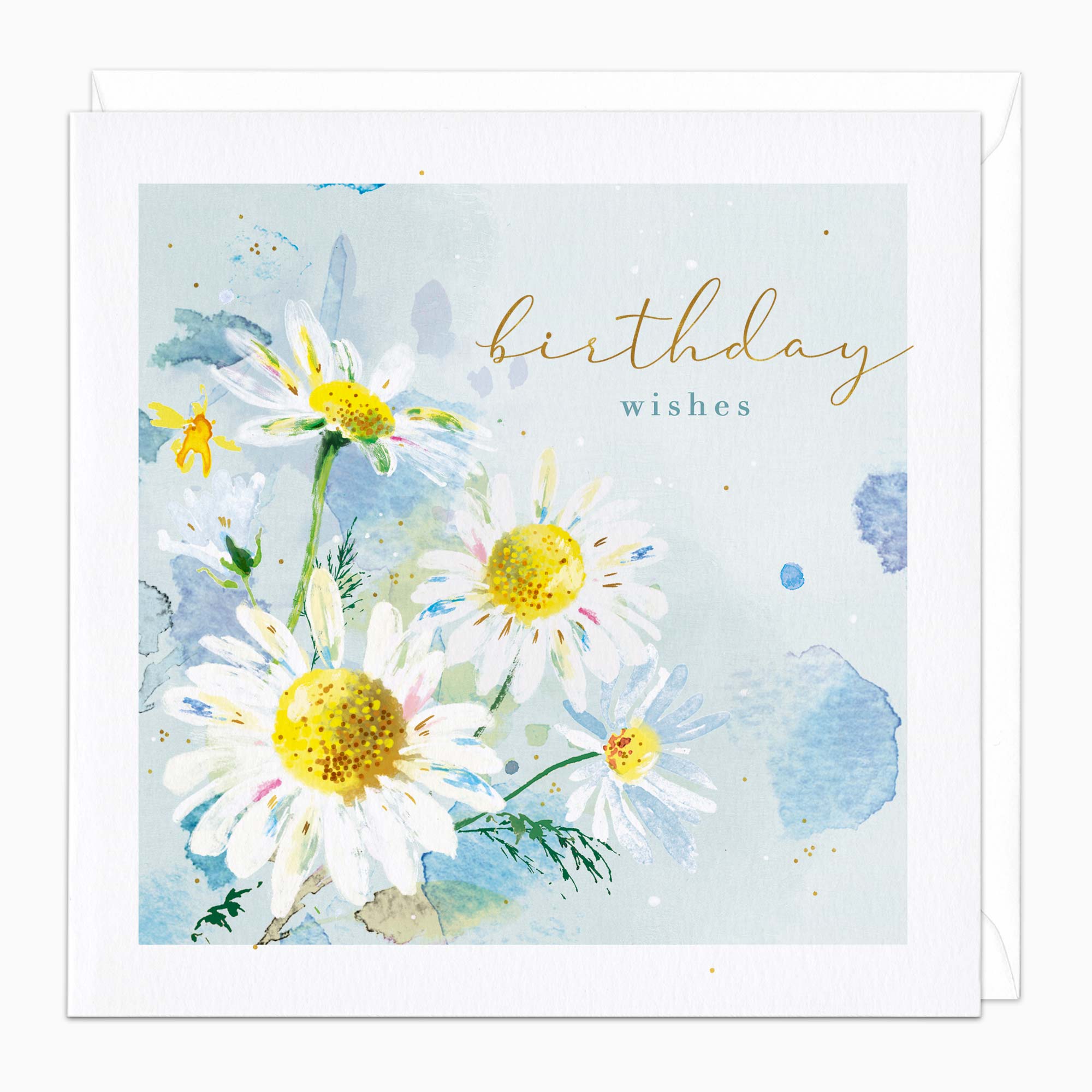 Greeting Card-H163 - Blue Daisies Birthday Card-Whistlefish