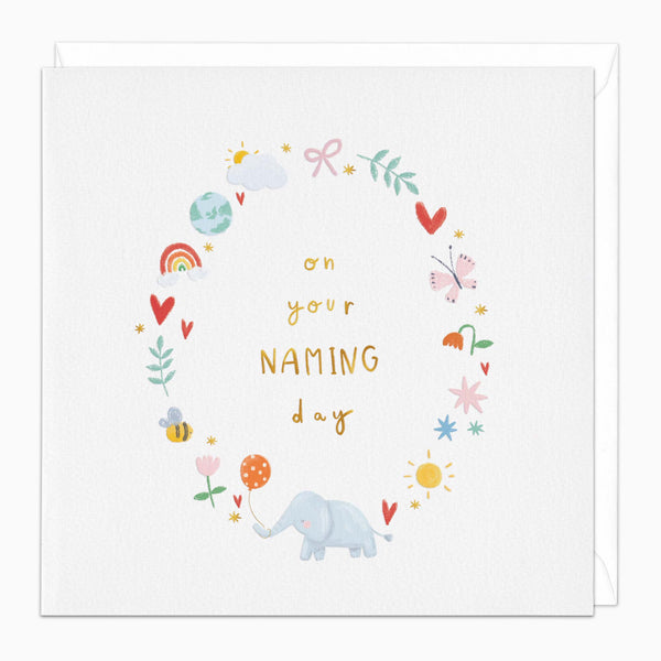 Greeting Card-H193 - Cute Elephant Naming Day Card-Whistlefish