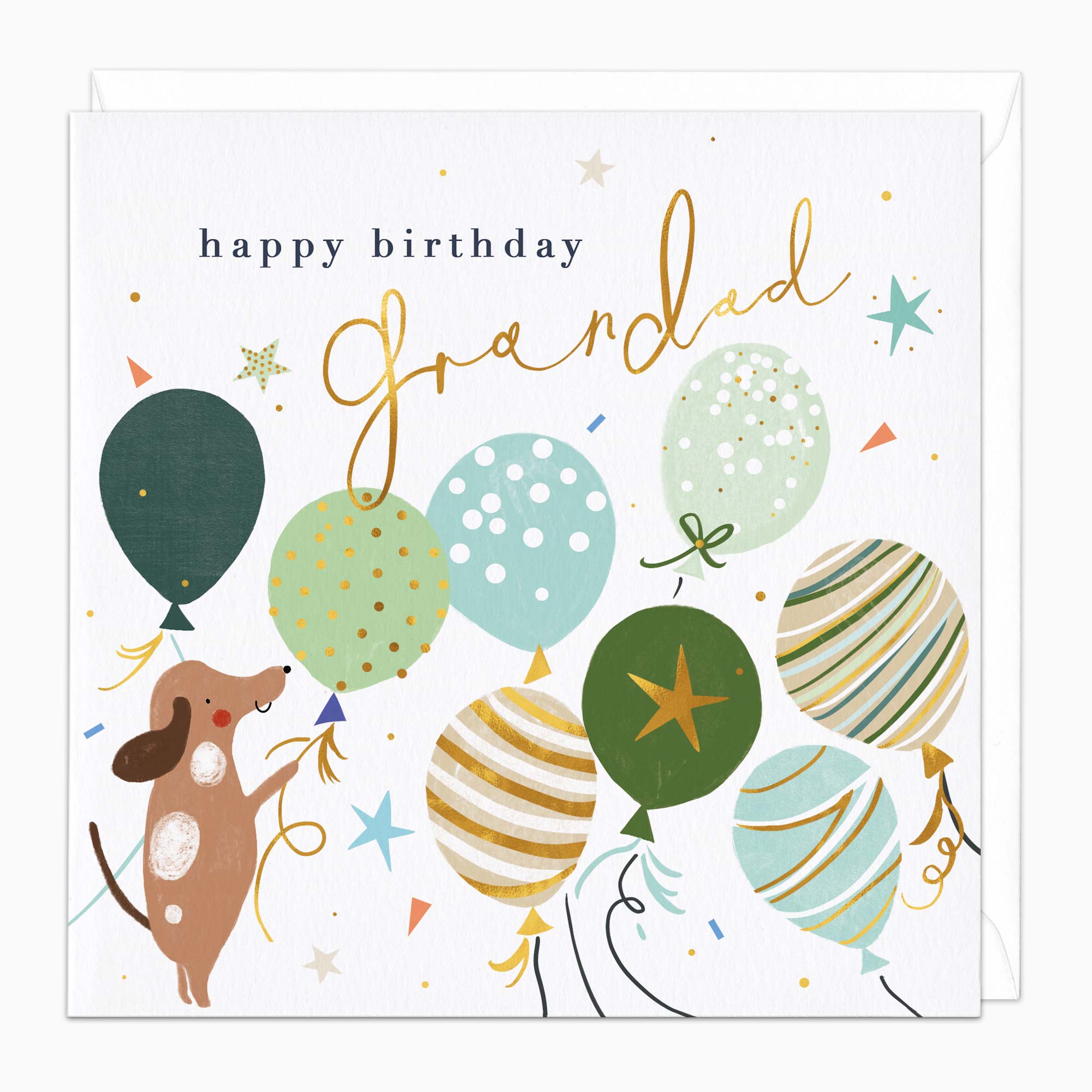 Greeting Card-H207 - Puppy in the Balloons Birthday Card-Whistlefish