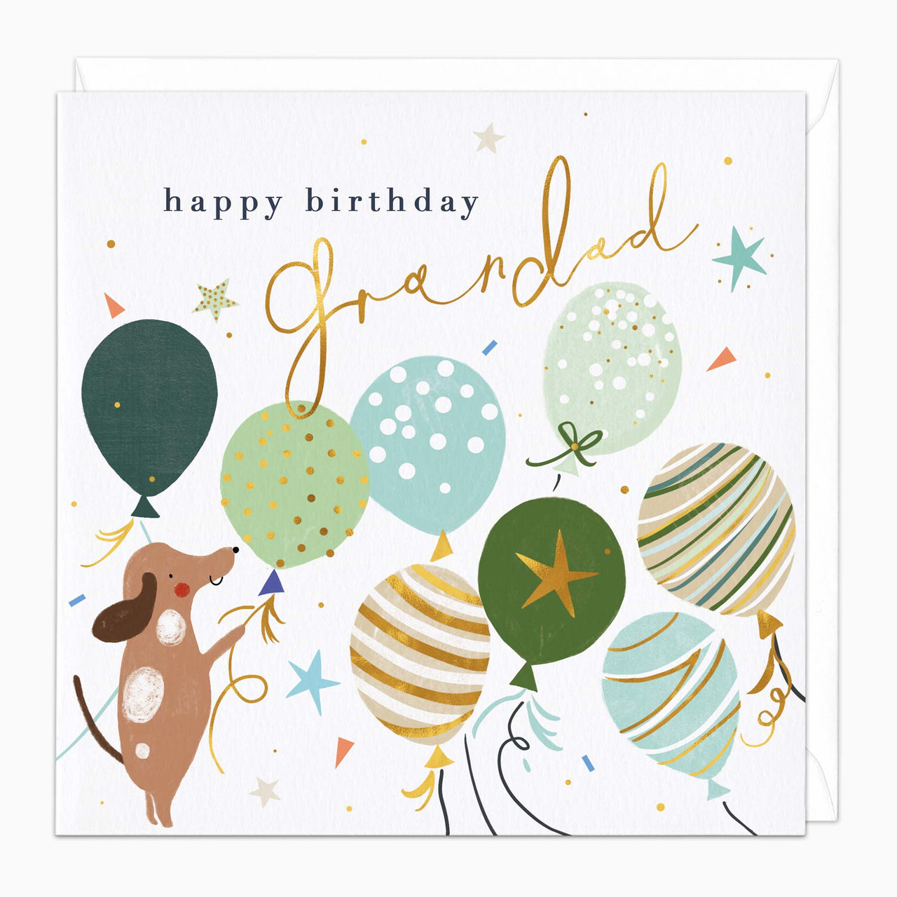 Greeting Card-H207 - Puppy in the Balloons Birthday Card-Whistlefish