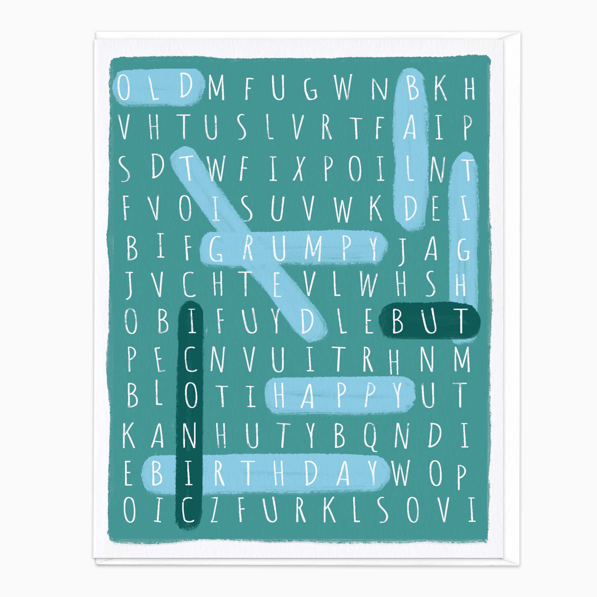 Greeting Card-J134 - Blue Crossword Birthday Card-Wildfish