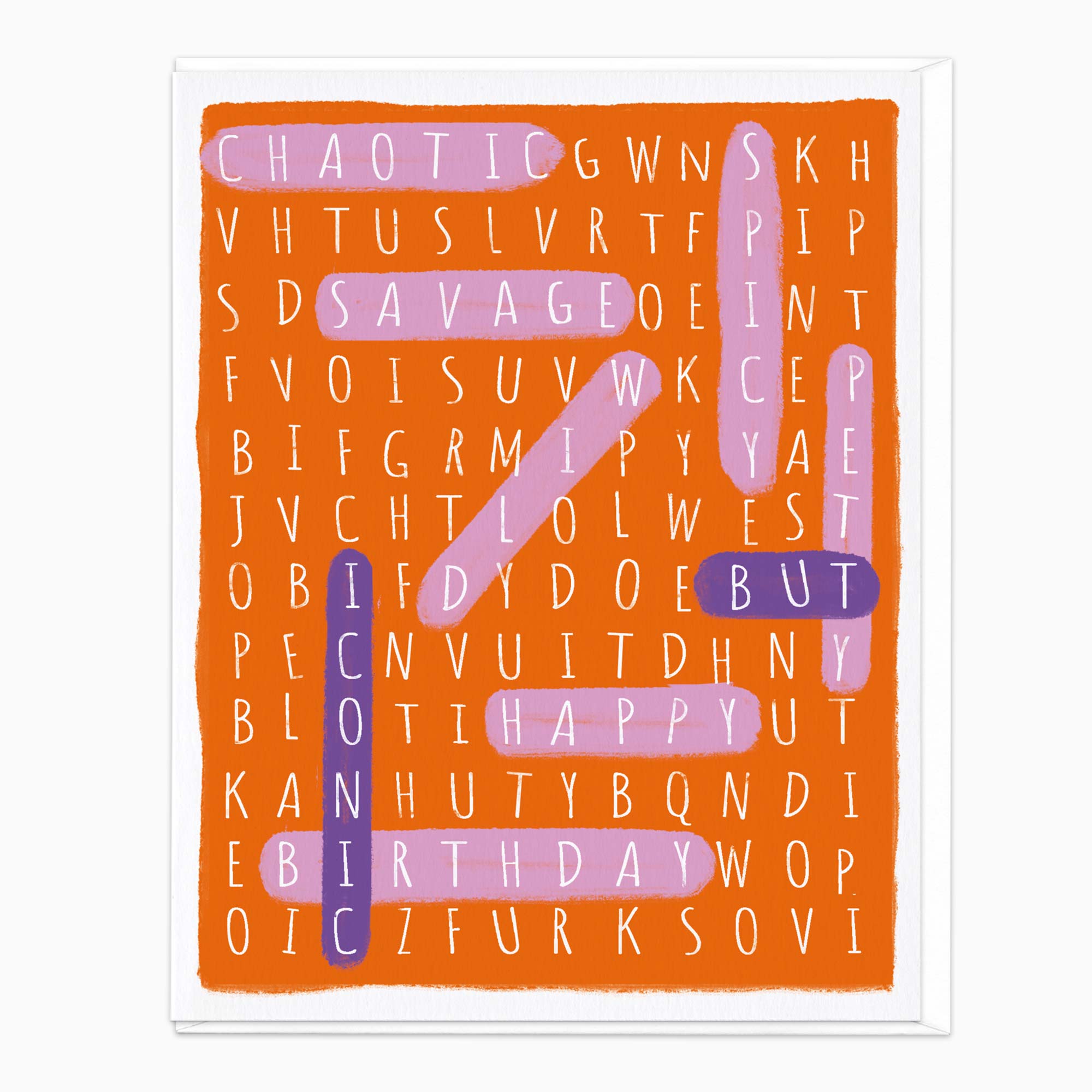 Greeting Card-J135 - Orange Crossword Birthday Card-Wildfish