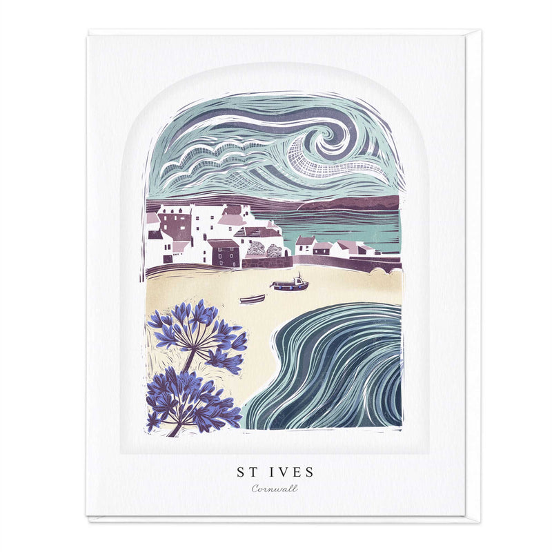 Luxury Card - LN046-F043 - St Ives Lino Luxury Card - St Ives Lino Luxury Card - Whistlefish